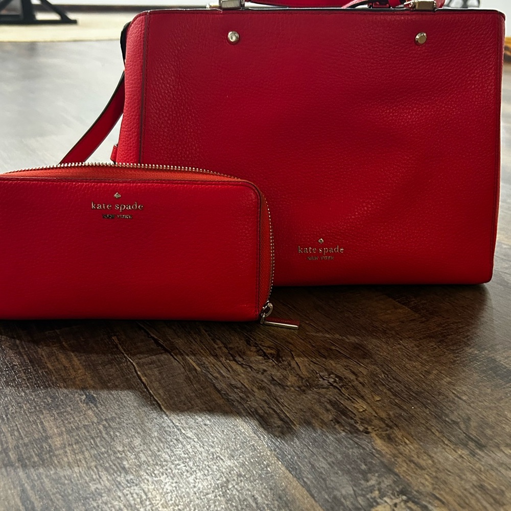 Kate Spade Red Women's Bag and Wallet Set